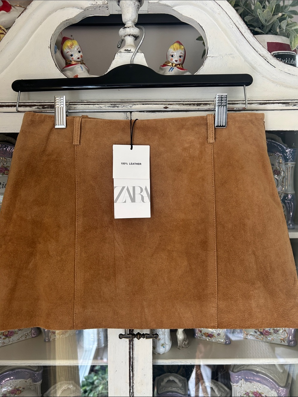 ZARA Brown Suede Mini Skirt - Structured Panel Design
